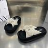 2025 new casual versatile beach shoes fashion bow one-word sandals platform comfortable slippers women's shoes trendy shoes