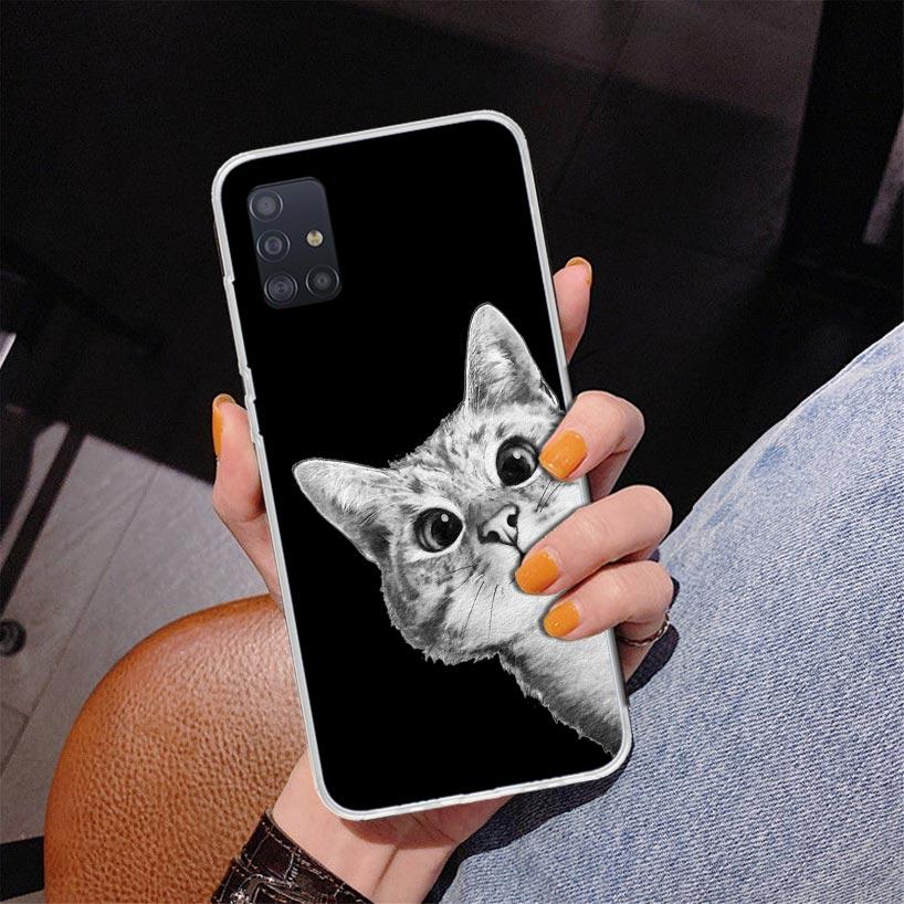 Cat Cute Kitten Cartoon Phone Case For Samsung Galaxy A52 A32 A22 A12 A51 A31 A50S A30S A20S A10S Note 20 Ultra 10 Plus S10 A72