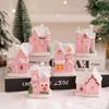 Christmas Decorations Resin Small House Light Up Village House Figurines Cartoon Table Ornament For Holiday Gift Cute Christmas