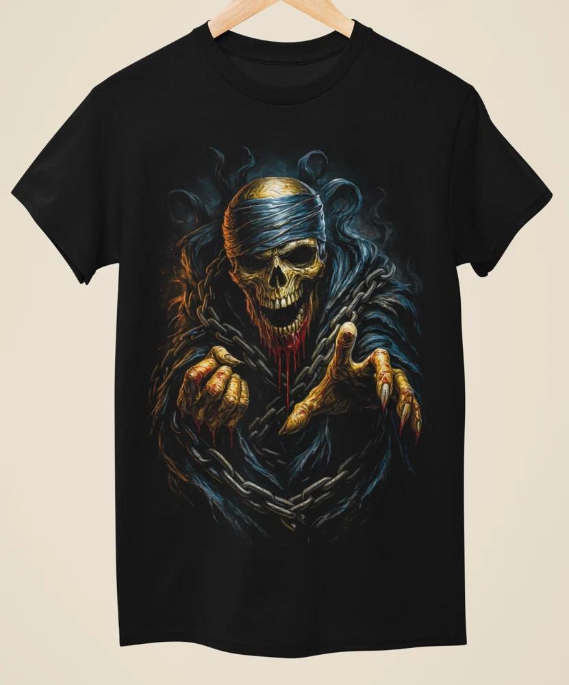Inspired By The Mummy Chained Skeleton Undead Horror Art Unisex Black (H0040) S