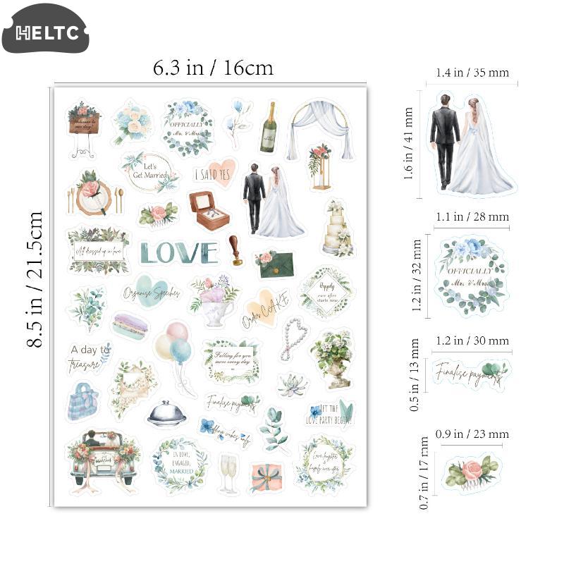 New 6sheet Wedding Bliss Stickers Romantic Wedding Theme Self-Adhesive Journal Sticker For Wedding Plan Scrapbooking DIY Decor