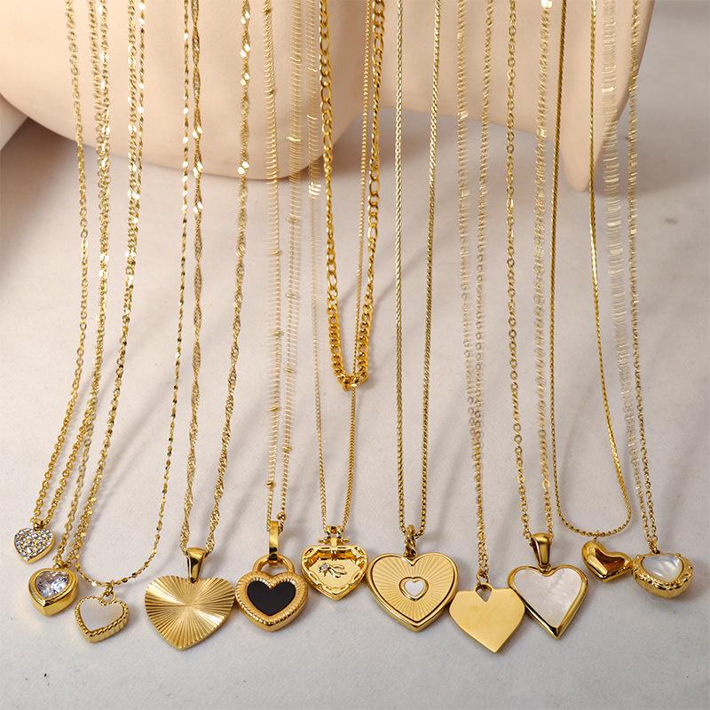 Heart Series 18K Gold-Plated Titanium Steel Necklace - Elegant, Colorfast, Simple & Chic Clavicle Chain