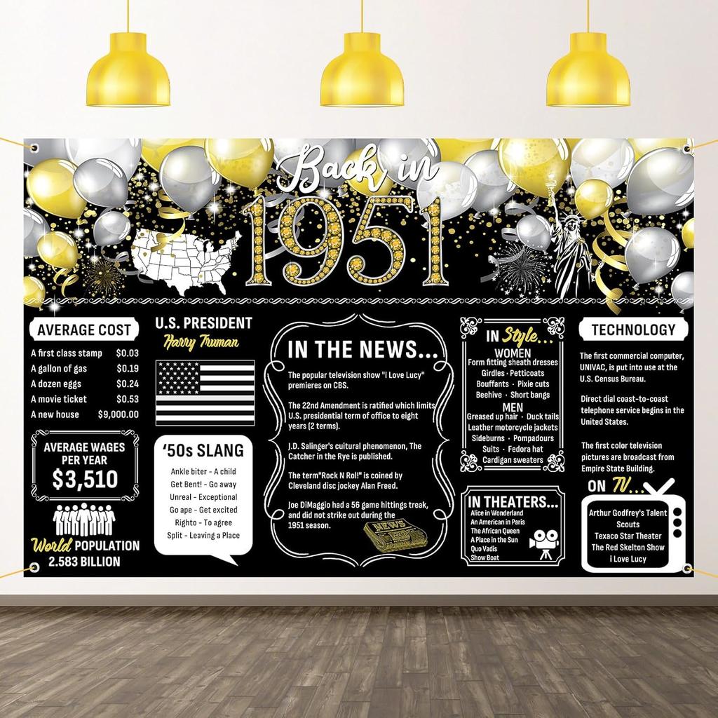 50th Birthday Black Gold Party Decoration Back In 1976 Backdrop Large Banner Birthday Party Poster Supplies Vintage 1976 Photography Background for