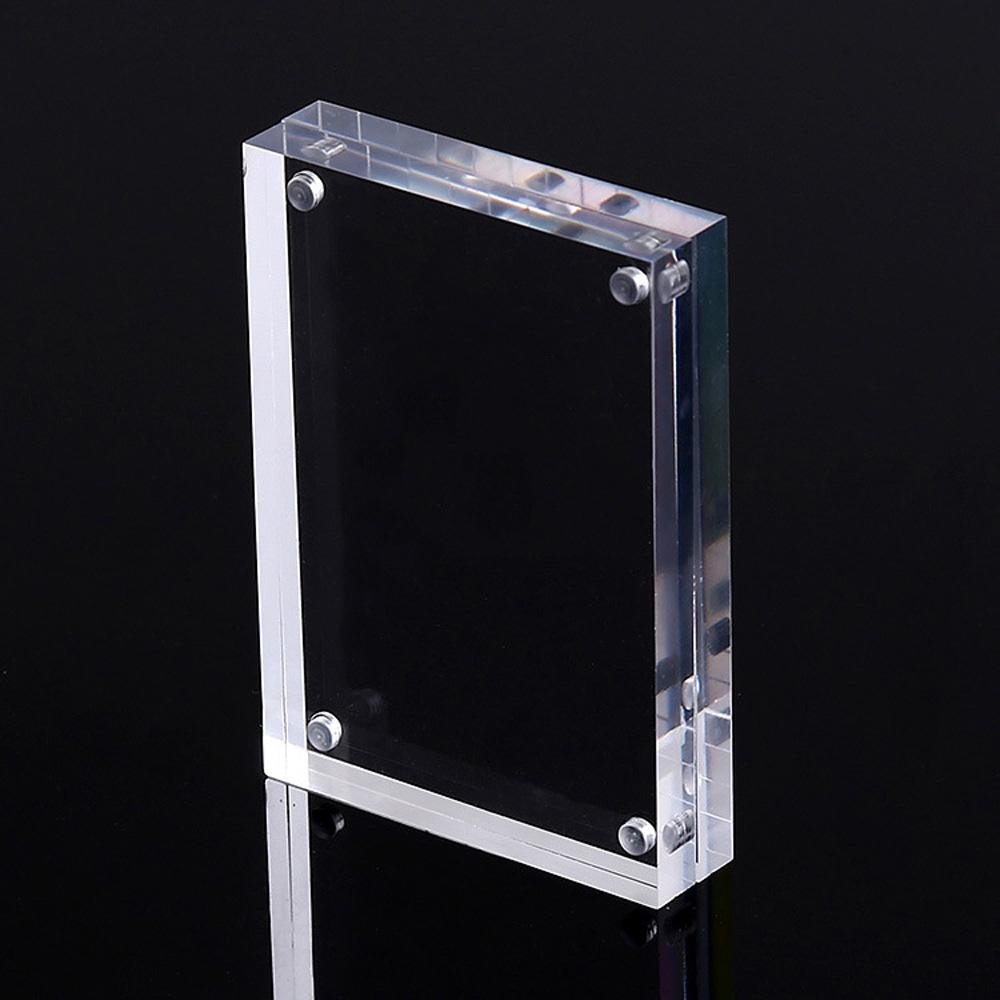 Polished Clear Acrylic Magnetic Photo Frame for Tabletop or Desk Display