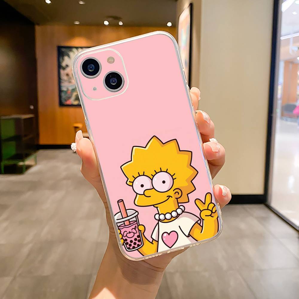 Simpsons-Funny Cartoon Phone Case For iPhone17,16,15,14,13,12,11 ,Pro Max, Plus Soft Silicone Transparent Cover