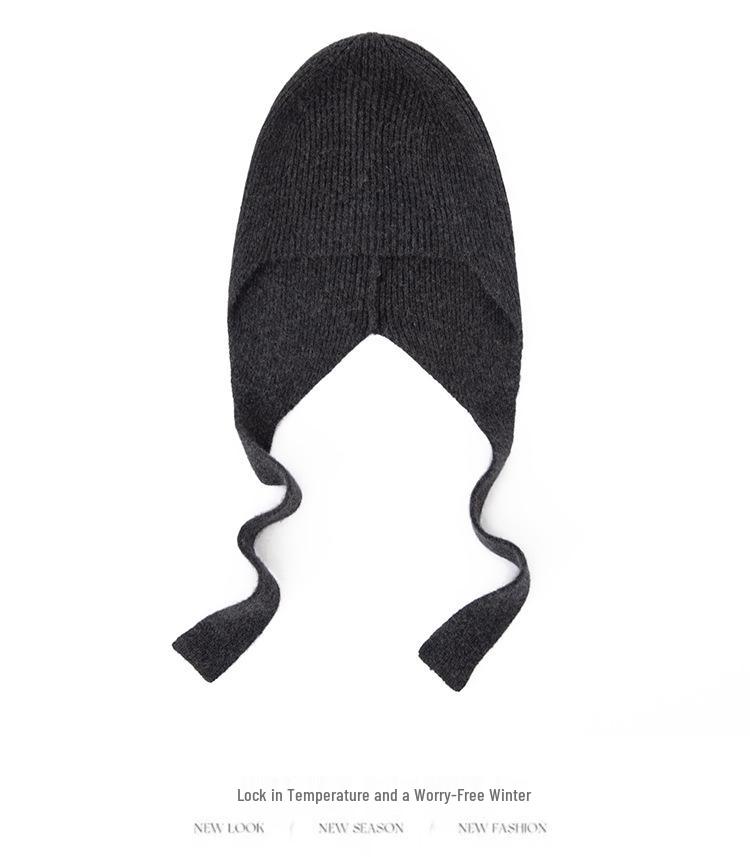 Women's 100% Pure Cashmere Beanie - Fashionable, Warm, Solid Color with Braided Lanyard & Ear Protection