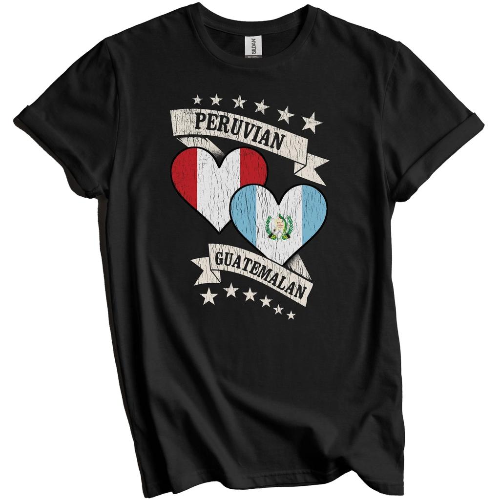 Peruvian Guatemalan Heart Flags Peru Guatemala T-Shirt