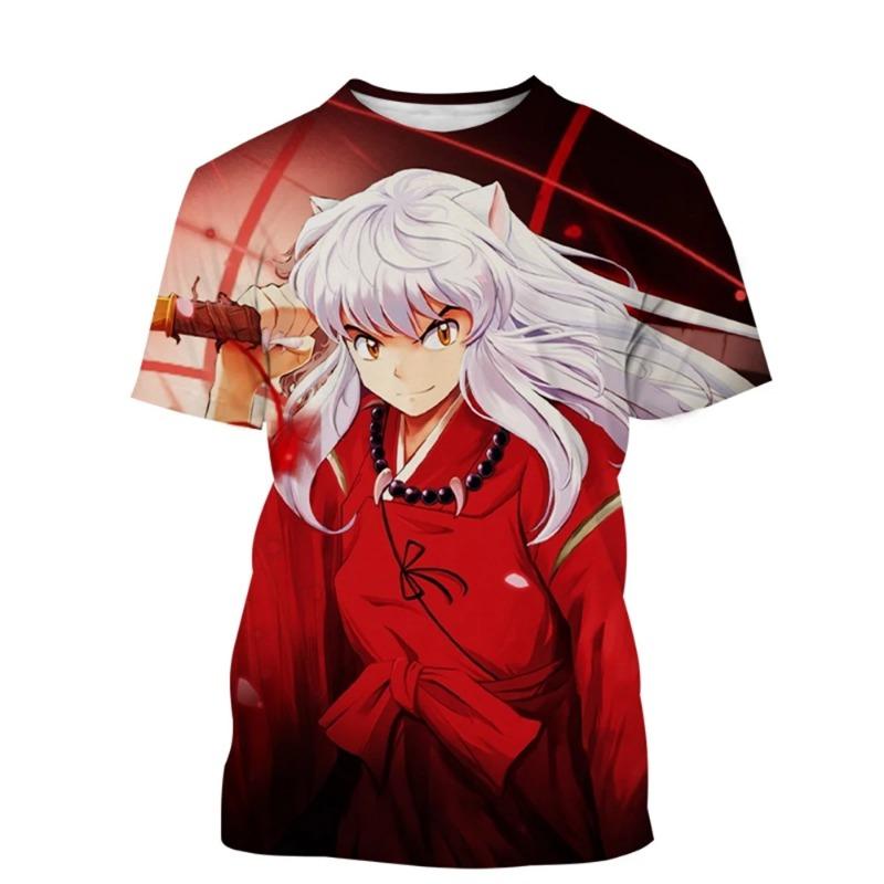 Latest Style Anime Inuyasha 3D Printing T-shirt Men And Women Fashion Casual Harajuku Style Hip-Hop Street Cool T-Shirt O-Neck S