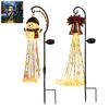 Pathway Stake Lights for Yard Solar Powered Christmas Garden Light, Outdoor Metal Easy Install Lawn Stakes Star Snowflake Waterfall String Lamp,