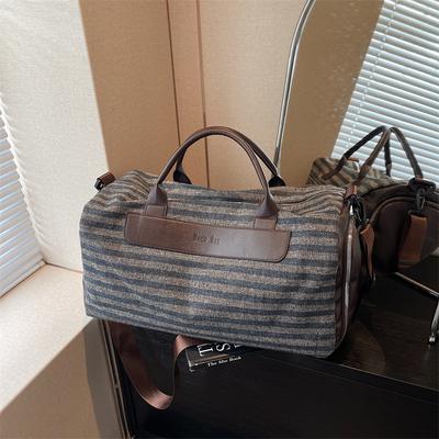 Reisetasche mit Streifenmuster für Damen, große Kapazität, Gepäckaufbewahrungstasche, Sporttasche, Gymnastiktasche