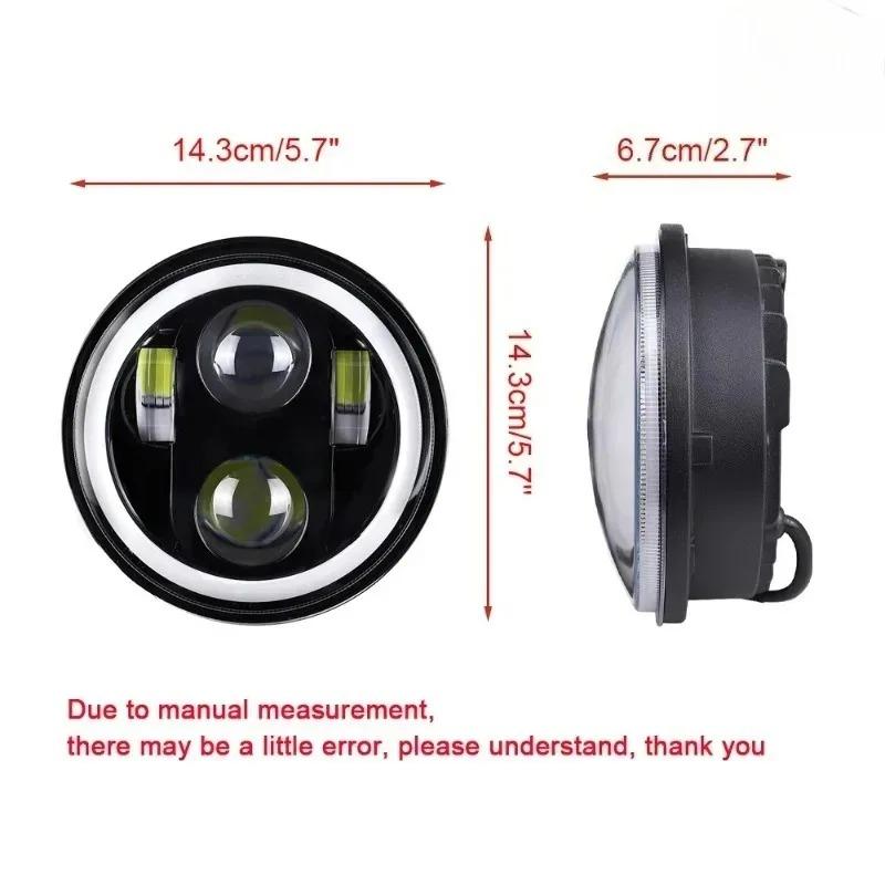 LED Headlight Projector Halo Ring Motorcycle High Low Beam DRL Turn Signal Light for 1pcs 5.75 Inch