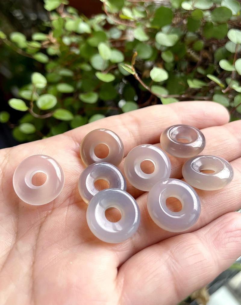 Натуральный ледяной полупрозрачный агат и белый халцедон Пин Ань Коу Браслет Кольцо для рукоделия