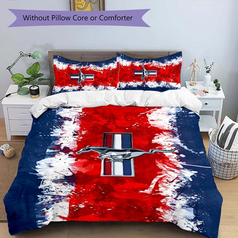 Mustang 3pcs Bedding Set Duvet Cover Closure Includes 1 Duvet Cover & 2 Pillowcases for All Seasons Bedroom Home Dorm Decor