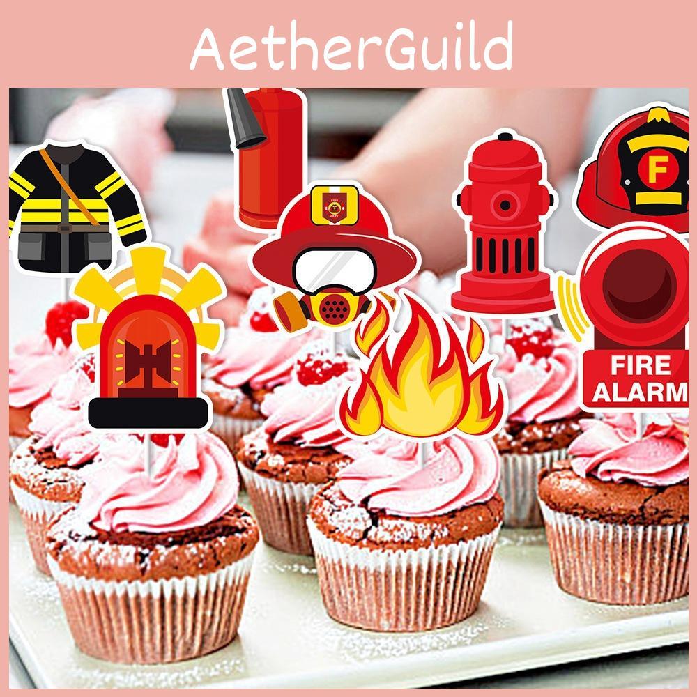 Birthday Fire Themed Cake Decoration Plugin Eight Piece Sets Props Party
