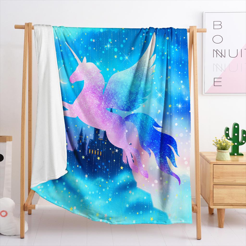Blanket Flannel Blanket Color Gradual Change Unicorn 3D Digital Printing Blanket Blanket