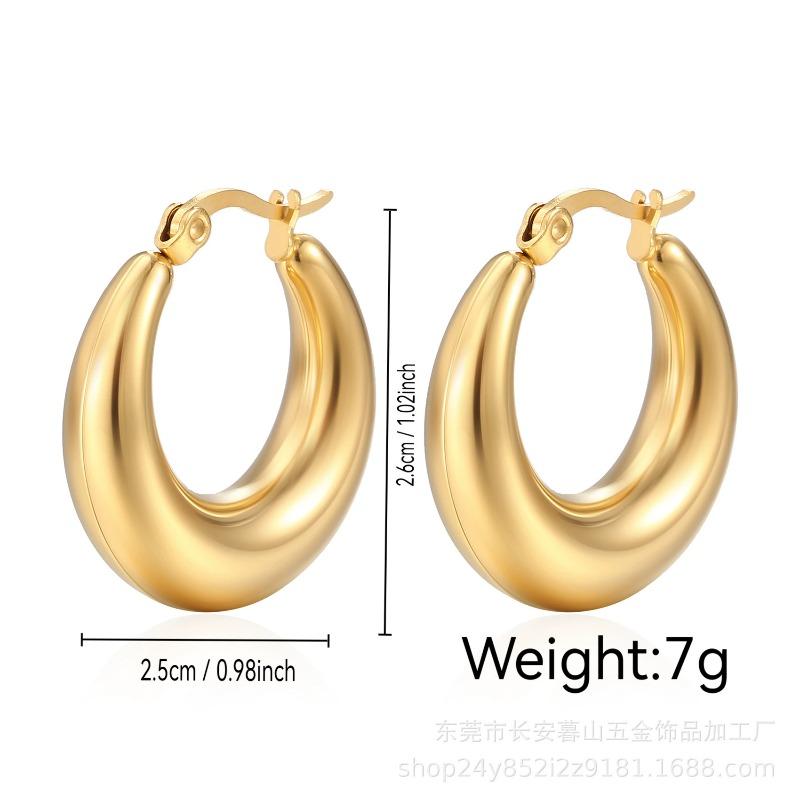 Stainless Steel Chunky Hoop Earrings for Women Teen 18K Gold Plated Hypoallergenic Thick Huggie Hoop Jewelry for Christmas Gifts