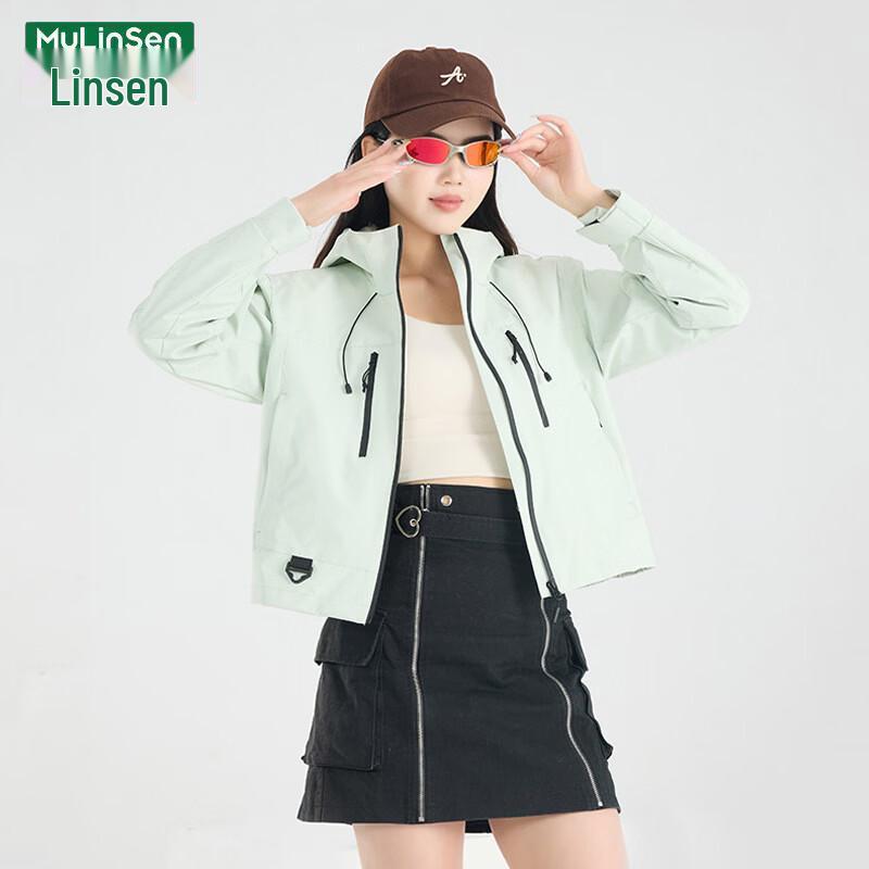 MULINSEN Women's Short Hooded Windbreaker Jacket