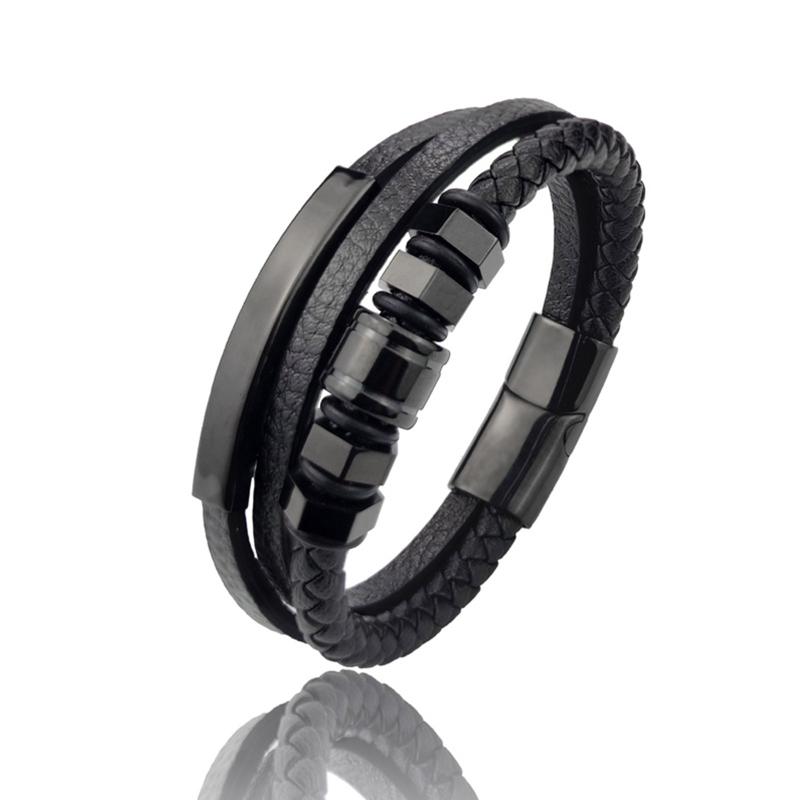 

Stainless Steel Braided Leather Bracelet for Men Women Gifts Leather Wrist Band Cuff Bangle Bracelet Magnet Clasp