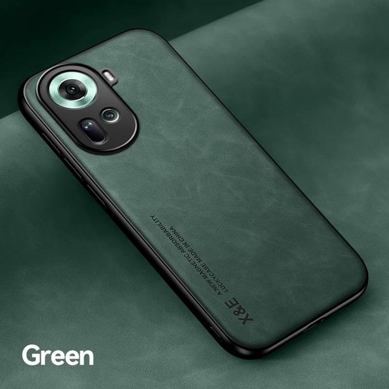 Luxury Leather Case For OPPO Reno 12 11 10 9 8 7 Pro Plus Find X6 X5 Lite Pro Cover With Metal Plate Support Car Hold