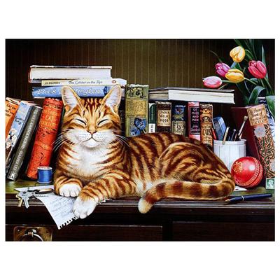3D Diamond Embroidery Painting Cross Stitch Round Rhinestone Painting Animal Cat Home Decor
