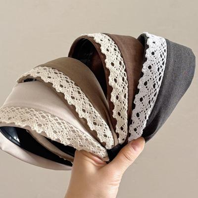 Französischer Stoff Breitkrempiges Spitzen-Stirnband Neu Gesichtswäsche Make-up Haarnadel Weihnachtsgeschenke Haar-Accessoires Frauen Diademe