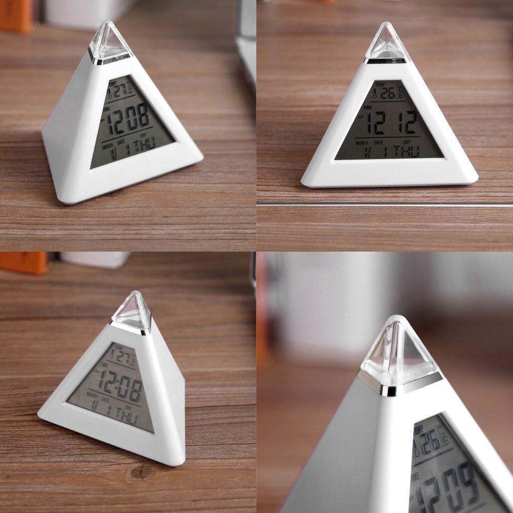 LED Color Changing Digital LCD Alarm Clock Thermometer Night Light Desktop Table Clocks