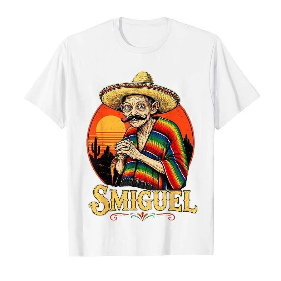 Smiguel Mexikanischer Sombrero Vintage Mexikanische Kultur Mashup T-Shirt Für Unisex Unisex Baumwolle Kurzarm Oberteile Y2k Kleidung Mode Top