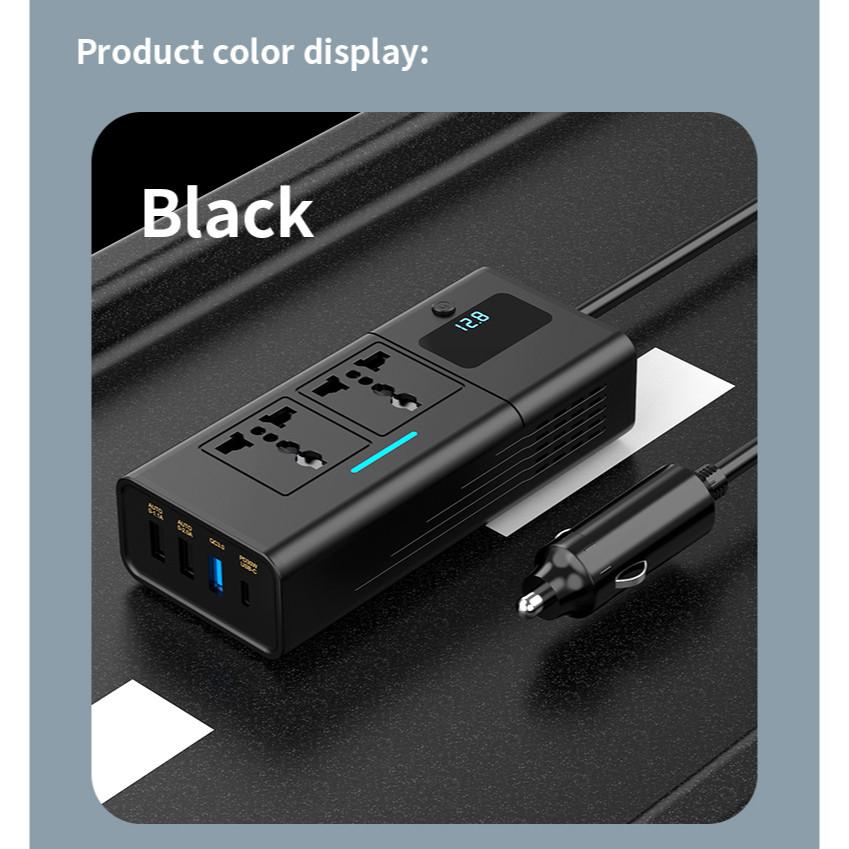 

Автомобильный инвертор 200 Вт Бытовой преобразователь USB-порты Многофункциональная розетка Автомобильный инвертор 220v-black