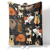 All-Season Flannel Throw Blanket with Cute Cartoon Dog - Soft, Warm & Comfortable, Great for Sofa or Bed, Multi-Colored Variant