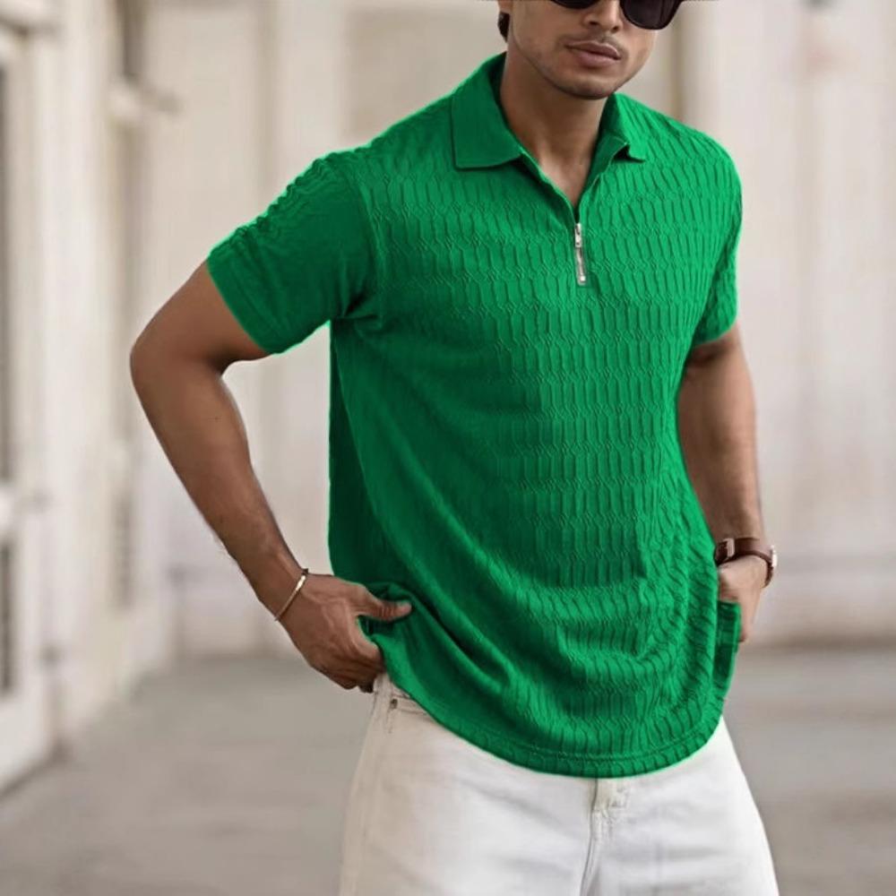 2025 Summer POLO Shirt Zipper Men's Jacquard Sports T Shirt