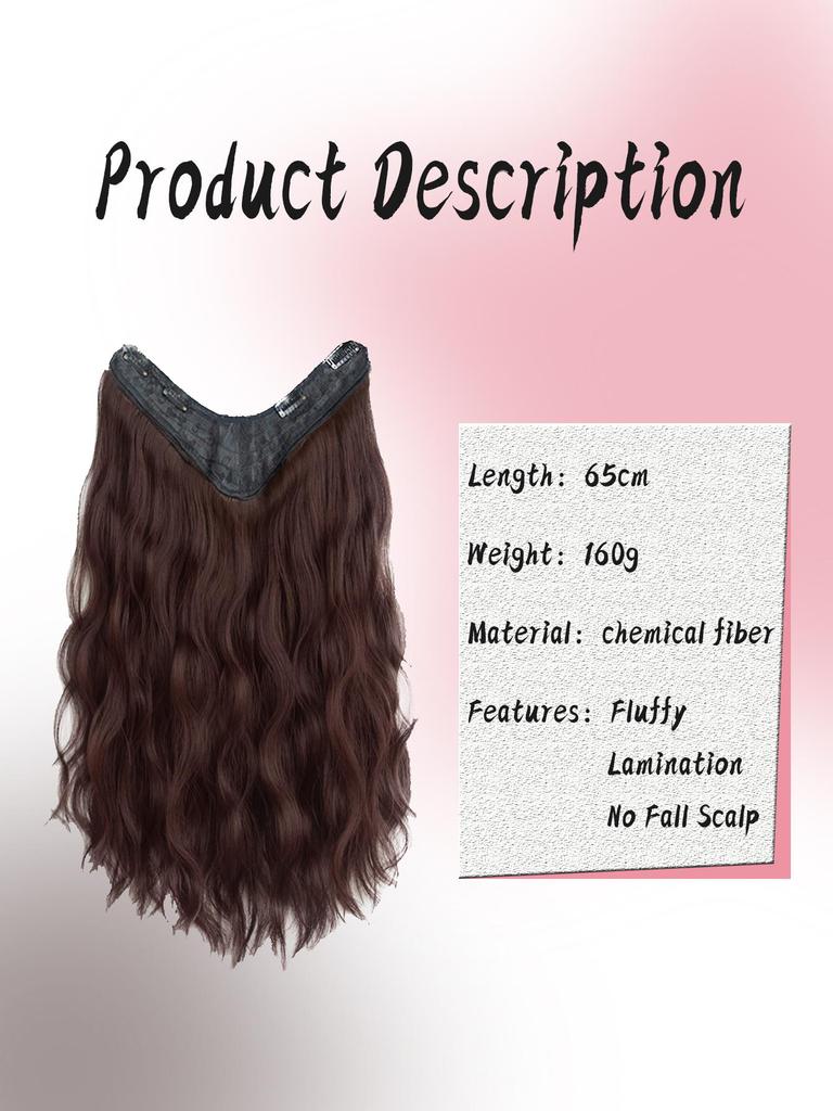 Bybrana V-shaped water ripple hair extensions black brown synthetic wig