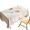Französische Creme Baumwolle Leinen Tischdecke Waffelstruktur Rechteckig Esstischdecke Quastenrand Waschbar Bauernhaus Küche Couchtisch Abdeckung Dekoration