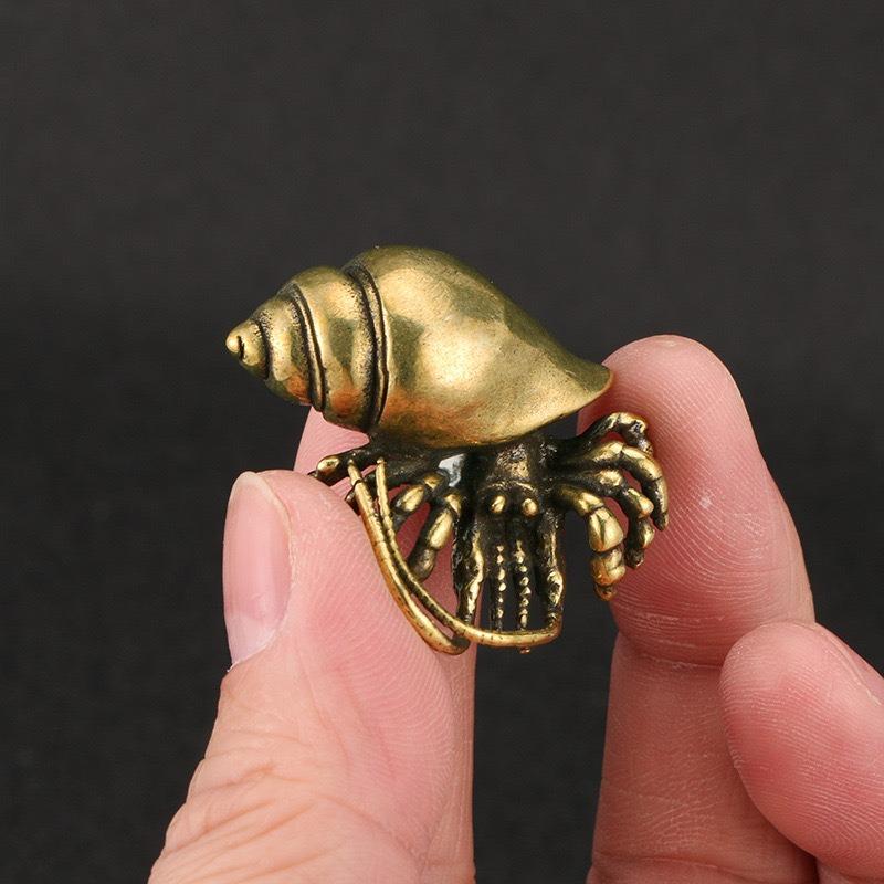 Vintage Messing Einsiedlerkrebs Figuren Meer Tier Statuen Desktop Ornamente Büro Dekorationen Handgemachte Handwerk Zubehör Geschenke