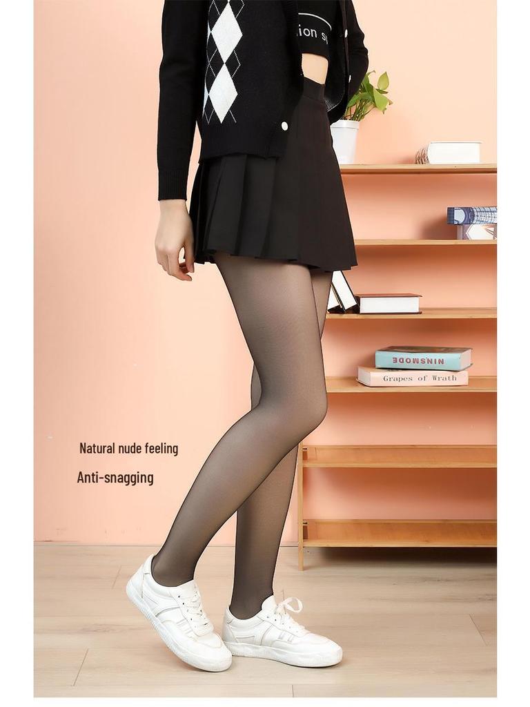 Double-Layer Nude-Look Women's Autumn/Winter Velvet-Enhanced Footed Tights & Stockings