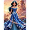 Disney Pearl Painting Jasmine Princess Blue Pearl Strapless Floor Length Dress 5D Pearl Embroidery Cross StitchSetforHomeandClassroomDecorationPurpose