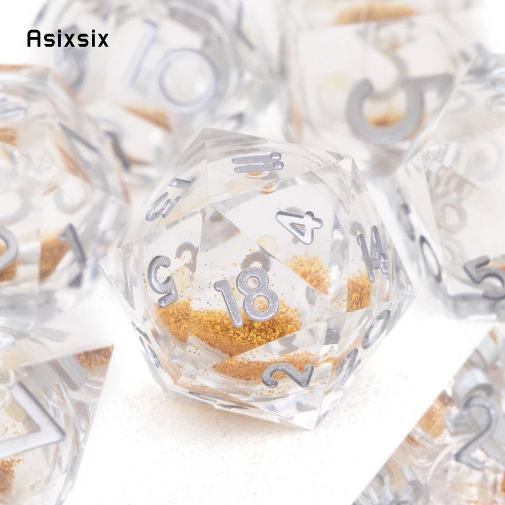 7 Pcs White Silver Number Sharp Edge Resin Dice Polyhedral Dice Suitable for Role-Playing RPG    Board Game