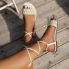 Women's flat-heeled sandals anklet straps stiletto large size open-toed fashion sandals heels