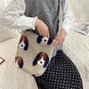 Stylish White Base Polka Dot Plush Bucket Bag Versatile Shoulder And Crossbody Bag