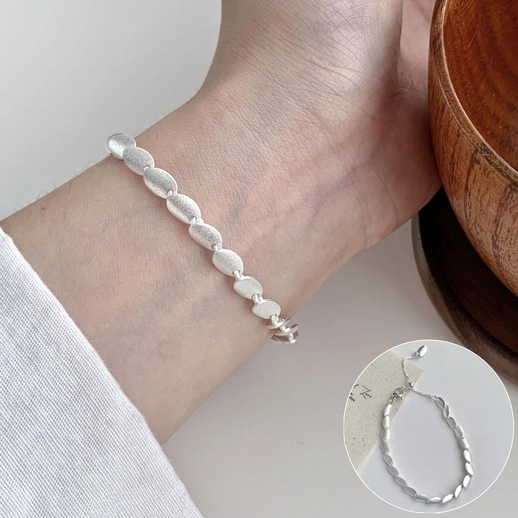 Korean Style S925 Silver Plated Retro Graffiti Patchwork Bangle - Women's Hip Hop Fashion Trend Bracelet