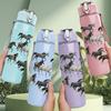 1PC Herd Of Running Wild Horses Animal Print 750ml Color Plastic Sports Water Bottle Leakproof Flip Straw Lid Suitable for Sports Office Home Use