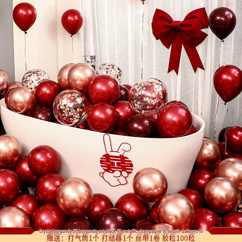 Double Layer Red Latex Balloons Set for Wedding & Engagement Room Decorations