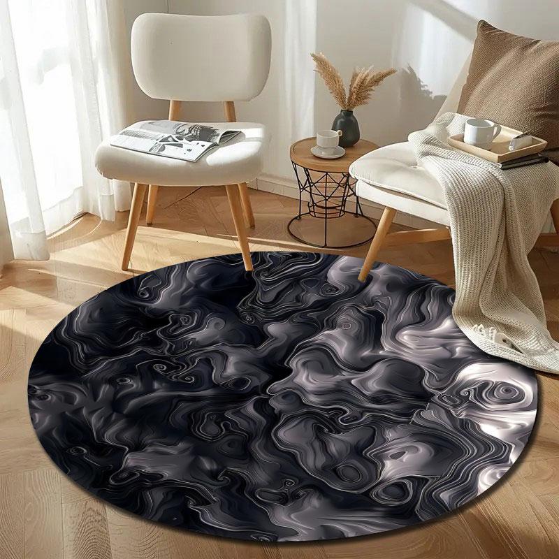 Chic Round Halloween Multicolor Rug Pad, Non-Slip Floor Mat for Bathroom