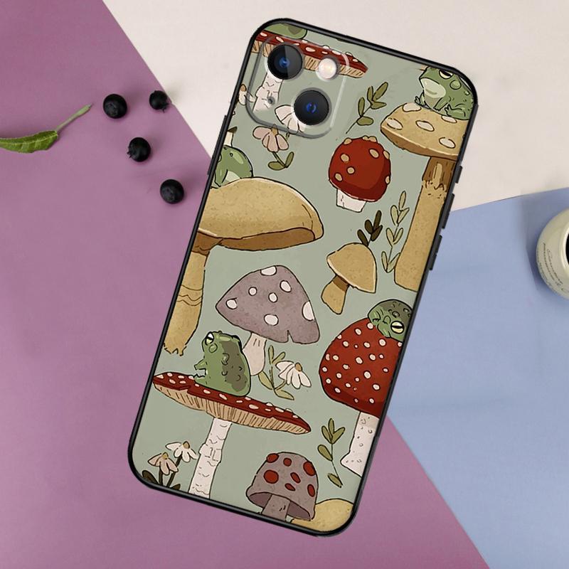 Cottagecore Frog Mushroom Aesthetic Phone Case For iPhone 11 12 13 14 16 15 Pro Max Mini 7 8 Plus X XR XS Max Bumper Cases Cover