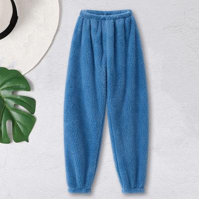 Pantaloni da pigiama invernali spessi e morbidi, elastici in vita, larghi, per tenere al caldo, con design a legatura per le gambe, unisex, per la casa