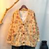 Factory new autumn and winter cute printed imitation mink velvet jacket women's Korean version loose lazy sweater