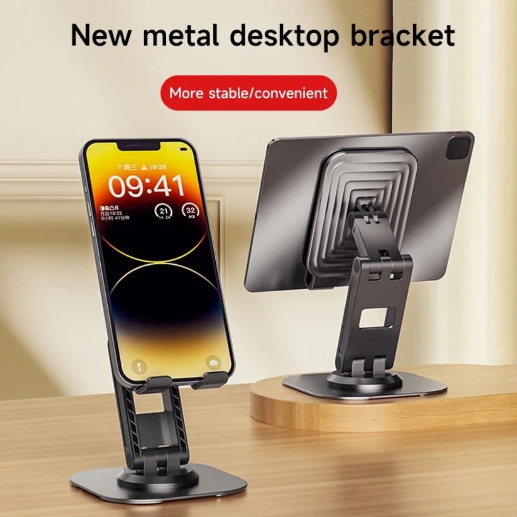 Folding Phone Holder Stand Tablet Cell Mount for iPad iPhone 16 15 14 13 12 Samsung Desk Holder Adjustable Desk Smartphone Stand