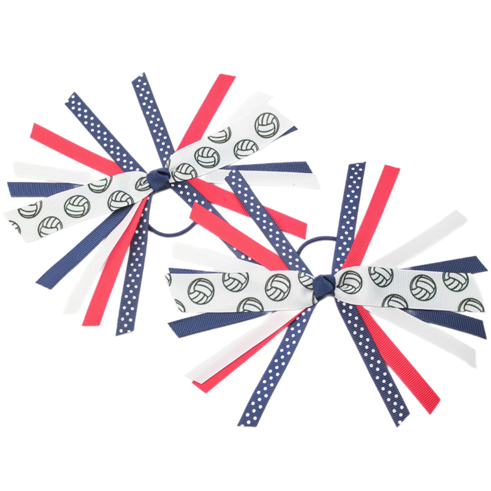 

2 шт. Резинки для волос для софтбола для девочек с разноцветной лентой и эластичными резинками-скранчи с лентами, аксессуары для волос, держатель для хвостика C