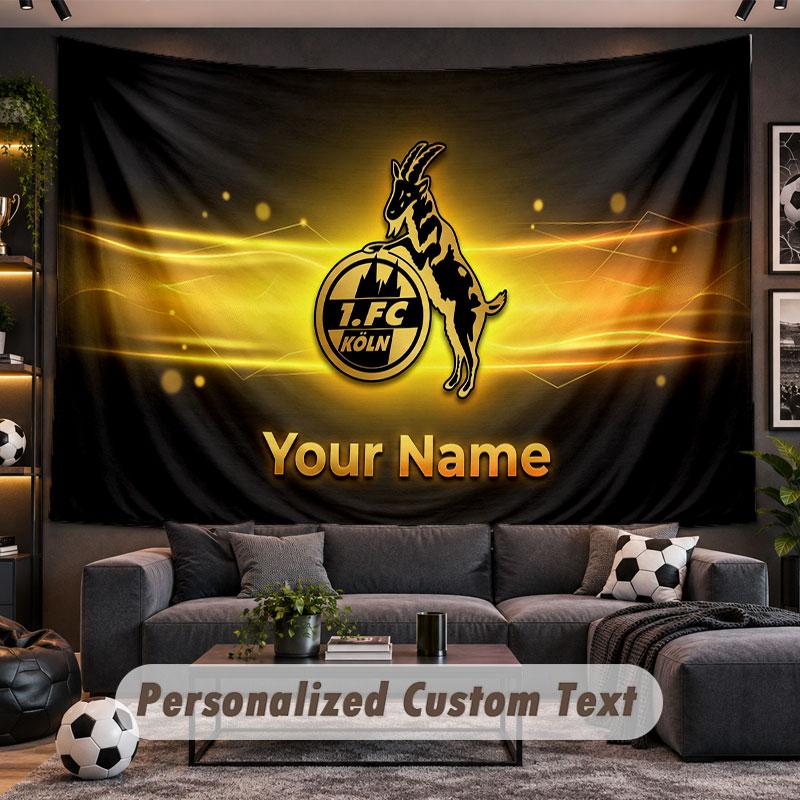 Wandbehang Wandteppich Benutzerdefinierter Name FC Köln Muster Personalisiert Bedruckter Stoff Wanddekoration