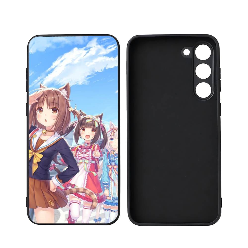 Nekopara-A For Samsung Galaxy S23 S24 S25 Ultra S22 Plus S21 Black Soft Case Waterproof Soft Case