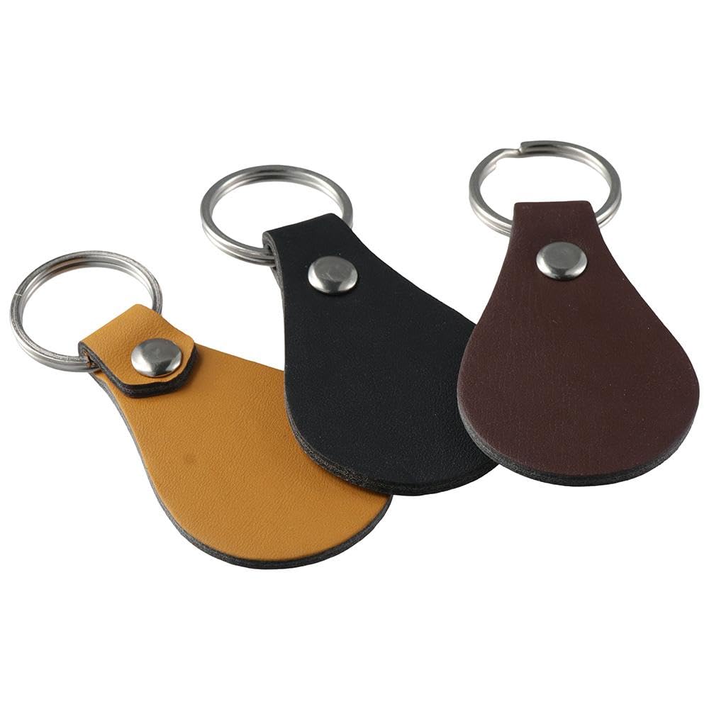 30 Pieces Leather Key Fob 6 Colors PU Leather Keychain Blanks with Key Rings and Engraving Keychain Blanks for Keychain Making Kit, Rivets,